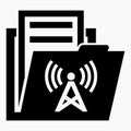 Folder and router icon. Illustration of connecting to a cloud service.
